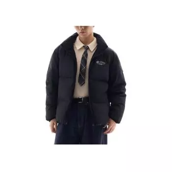 Anta Retro Water-Resistant Stand Collar Casual Letter Long Sleeve Down Jacket Men Outerwear Basic-Black 152448907-4 L
