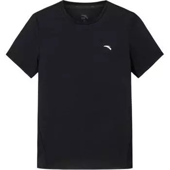 Anta Round Neck Solid Color Breathable Versatile Short Sleeve T-Shirt Women Tops Black 962527125-6 M