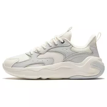 Anta Round Toe Lace-Up Shock Absorbing Wear-Resistant Low-Top Casual Shoes Women sneakers White Gray 122418813-6 36