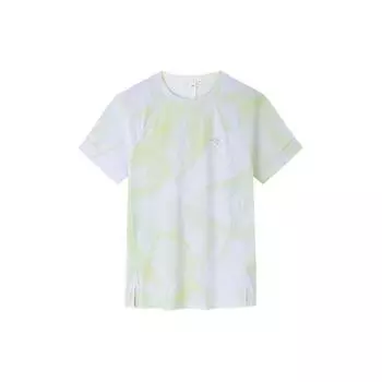 Anta Running Series All Over Print Crew Neck Pullover Breathable Short Sleeve T-Shirt Women T-Shirt Lemon-Green 162425108-2 L