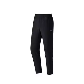Anta Running Series Casual Simple Solid Color Straight Leg Knitted Sports Pants Men Bottoms Basic-Black 952525504-4 S