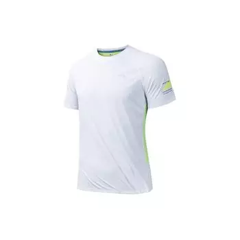 Anta Running Series Color Block Round Neck Pullover Comfortable Versatile Short Sleeve T-Shirt Men Tops Pure-White 152425116-1 XL
