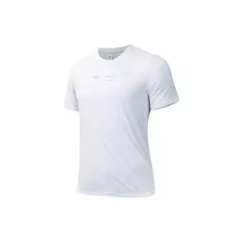 Anta Футболка Running Series Letter с круглым вырезом, дышащая, спортивная, с коротким рукавом, мужская, чисто-белая 152425104-3 3XL