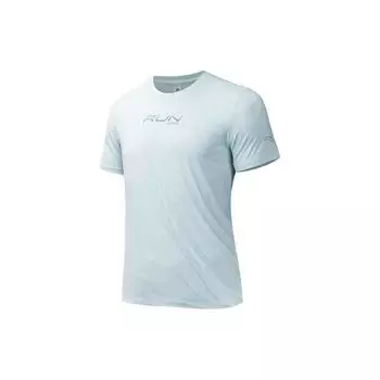Anta Running Series Letter Round Neck Breathable Sports Short Sleeve T-Shirt Men T-Shirts Light-Blue 152425104-2 3XL