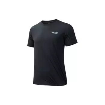 Anta Running Series Letter Round Neck Fitness Knitted Sports Short Sleeve T-Shirt Men Tops Basic-Black 952425105-5 L