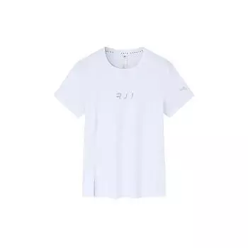 Anta Running Series Logo Letter Round Neck Pullover Short Sleeve T-Shirt Women Tops Pure-White 162335111-1 XL