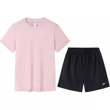 Anta Running Series Moisture-Wicking Breathable Solid Color Short Sleeve Comfortable Shorts Casual Sports Set Women sets 962425201-3 XS