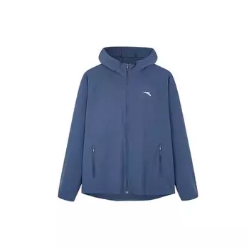 Anta Running Series однотонная мужская куртка с капюшоном на молнии с принтом логотипа Harbour-Blue 152235601-3 M
