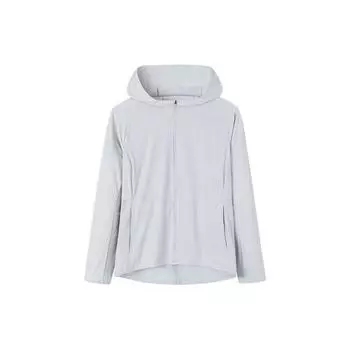 Anta Running Series Однотонная тканая куртка с капюшоном и молнией, с логотипом, женские куртки, серые 162235602-1 L