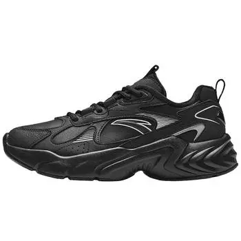 Anta Running Series Retro Fleece Non-Slip Wear-Resistant Low-Top Running Shoes Men Sneakers Black White Silver 912435516-6 40