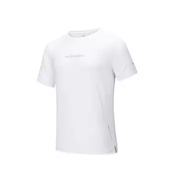 Anta Running Series Simple Letter Quick-Dry Comfortable Versatile Round Neck Sports Short Sleeve T-Shirt Men Tops Pure-White 152535105-3 M