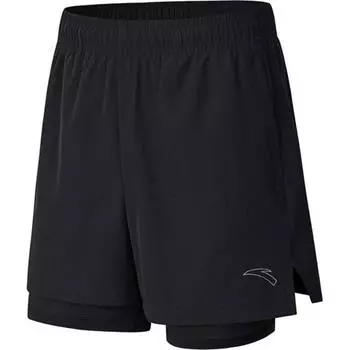 Anta Running Series Solid Color High Elastic Woven Marathon Training Shorts Men Shorts Basic-Black 952425505-1 XL