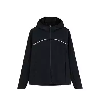 Anta Куртка Running Series однотонная с капюшоном и длинным рукавом на молнии, водонепроницаемая, ветрозащитная, прочная, дышащая, женская, черная 962435602-2 M