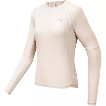 Anta Running Series Solid Color Round Neck Versatile Breathable Casual Long Sleeve T-Shirt Women Tops 962535403-7 XS