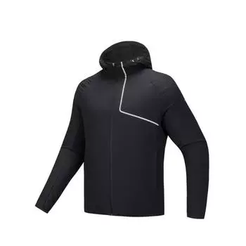 Anta Running Series Solid Color Zip Hooded Comfortable Breathable Versatile Casual Windbreaker Men Outerwear Black 952515604-5 S