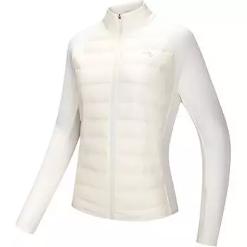 Anta Running Series Solid Color Zip Stand Collar Slim Lightweight Down Jacket Women Jacket Vanilla Cream 962445901-2 L