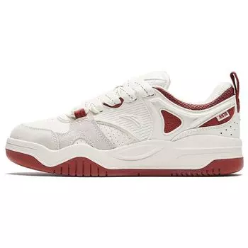 Anta Sea Salt Bread Shoes Comfortable Trendy Non-Slip Shock Absorbing Durable Low-Top Skate Shoes Women sneaker White Red 922348005-2 38