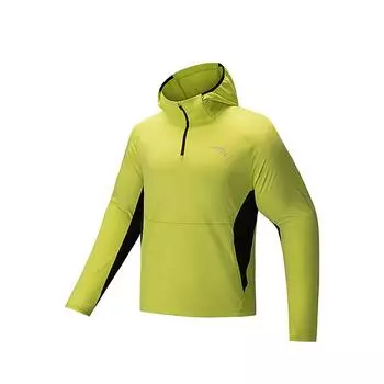 Anta Серия для бега Цветной блок Толстовка с капюшоном Удобная Дышащая Универсальная Повседневная Флис Толстая Футболка с длинным рукавом Мужские топы Ярко-лаймово-зеленый 152445407-2 4XL