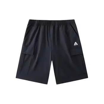 Anta Серия для тренировок Вязаные Дышащие Удобные Однотонные Шорты для бега Спортивные Повседневные Мужские шорты Черный 952427509-2 2XL