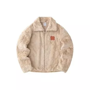 Anta Серия «Год дракона» Good Things Happen, однотонное толстое теплое пальто из искусственного меха кролика, женская верхняя одежда, верблюжье молоко, чай 162418741-4 L