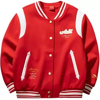 Anta Серия Good Things Happen Спортивный кэжуал Простой колор-блок Буквенный Свободный Толстый Жакет Женские куртки Насыщенно-красный 162518727N-1 XS