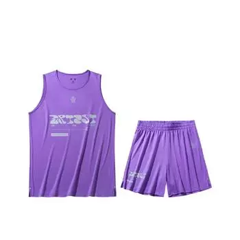 Anta Серия Kyrie Irving с принтом букв, круглый вырез, удобный дышащий жилет без рукавов, шорты средней талии, баскетбольный комплект 172431201-5 L