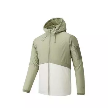Anta Серия Outdoor Куртка с капюшоном на молнии в стиле колор-блок, универсальная, повседневная, с защитой от УФ-лучей, мужская, плавающий серый, цвет слоновой кости, 152526605-3 L