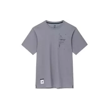 Anta Серия Training Letter Круглый вырез Пуловер с коротким рукавом Футболка Мужская Топы Дымчато-Сине-Серый 152337133-3 L