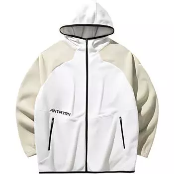 Anta Серия тренировок Письмо Свободный Худи на молнии Повседневная Куртка с длинным рукавом Мужские куртки Грибной-Серый Однотонный-Хаки 952447701-1 S