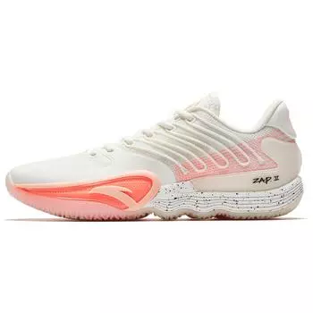 Anta Shunxi 2 Peach Nitrogen Technology Shock Absorption Wear Resistant Breathable Low Top Basketball Shoes Men sneaker White Orange 912521110Q-2 45