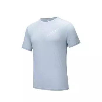 Anta Simple Letter Comfortable Versatile Round Neck Breathable Casual Short Sleeve T-Shirt Men Tops Morning-Mist-Blue 152535112-2 M
