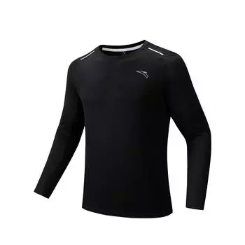 Anta Simple Round Neck Quick-Dry Comfortable Sports Long Sleeve T-Shirt Men Tops 952535407-3 S