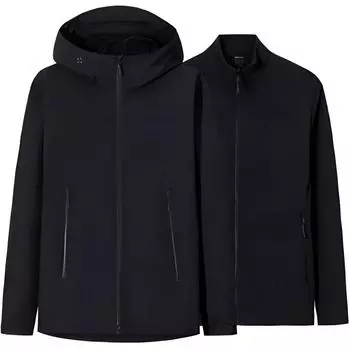 Anta Simple Solid Color Hooded Fleece Waterproof Windproof Breathable Warm Jacket Men Jacket Basic-Black 152510607-2 L