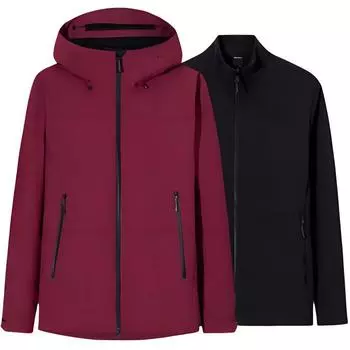 Anta Simple Solid Color Hooded Fleece Waterproof Windproof Breathable Warm Jacket Men Jacket Dark-Red Basic-Black 152510607-5 XL