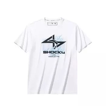 Anta Simple Versatile Letter Print Fashion Comfortable Round Neck Pullover Short Sleeve T-Shirt Men Tops Pure-White 152531107-2 M