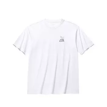 Anta Simple Versatile Letter Print Round Neck Loose Comfortable Short Sleeve T-Shirt Men Tops Snow-White 152538111-1 L