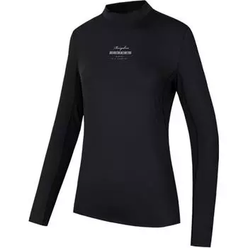 Anta Slim Fit Letter Print Дышащий трикотажный топ с длинными рукавами для женщин, базовые топы черного цвета 162437403-2 S