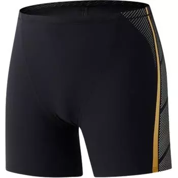 Anta Slim Fit Polka Dot Print Breathable Comfortable Square Cut Professional Training Swim Trunks Men swimwear Black Gold 1824532407-10 M