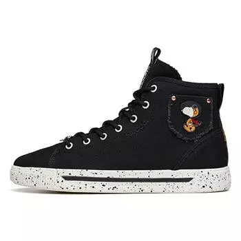 Anta Snoopy X Canvas высокие женские кроссовки для скейтбординга черные 922138604-2 36