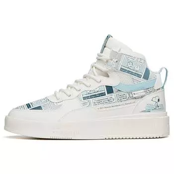 Anta Snoopy X Lifestyle Series Trendy Universal High-Top Skate Shoes Men Sneakers White Blue 912138011-7 39