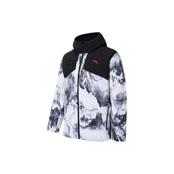 Anta Snow Mountain Full Print Повседневная теплая водонепроницаемая короткая пуховая куртка с капюшоном унисекс куртка чисто-белая 952347915-3 S