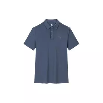 Anta Solid Color Comfortable Versatile Quick-Dry Polo Shirt Men tops Dark-Gray Blue 152427174-3 L