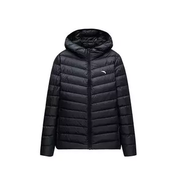 Anta Solid Color Hooded Long Sleeve Down Jacket Women Outerwear Black 162447902-4 M