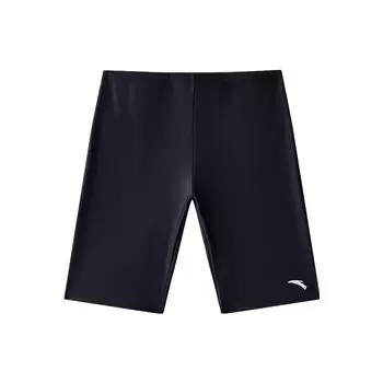 Anta Solid Color Logo Print Straight Leg Swim Trunks Men swimwear Black 1823531453-2 M