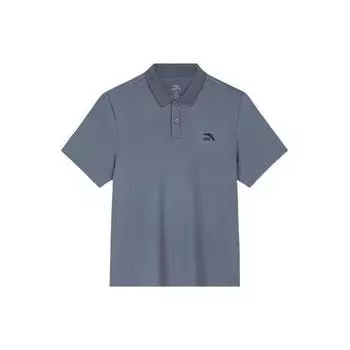 Anta Solid Color Logo Pullover Short Sleeve Polo Shirt Men tops Gray 952428116-4 4XL