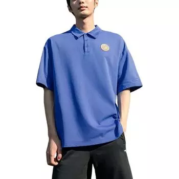 Anta Однотонный свитер, повседневная рубашка поло с коротким рукавом, мужские топы, май-синий 952228103 XL