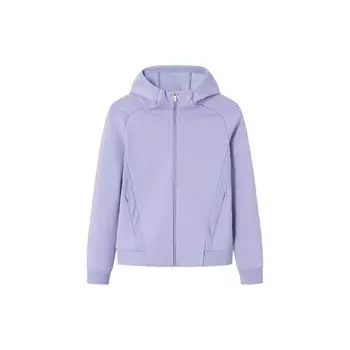 Anta Solid Color Zip-Up Hooded Fleece Jacket Women Jackets Yangxu-Purple 162347718-3 M