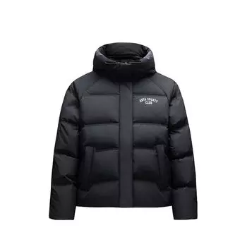 Anta Solid Color Zipper Hooded Comfortable Breathable Versatile Casual Down Jacket Women Outerwear Basic-Black 162448902N-3 L