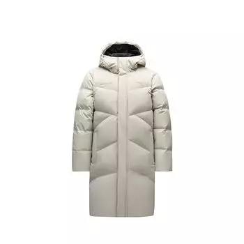 Anta Solid Color Zipper Hooded Long Sleeve Down Jacket Unisex Outerwear Qingluan-Gray 172517902-2 XL