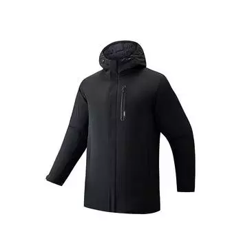 Anta Solid Color Zipper Hooded Versatile Casual Down Jacket Men Outerwear Basic-Black 152517910-2 M